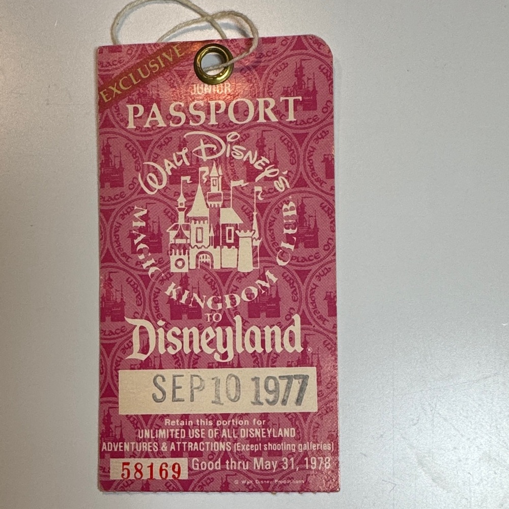 Disneyland Junior Passport Ticket Vintage 1977